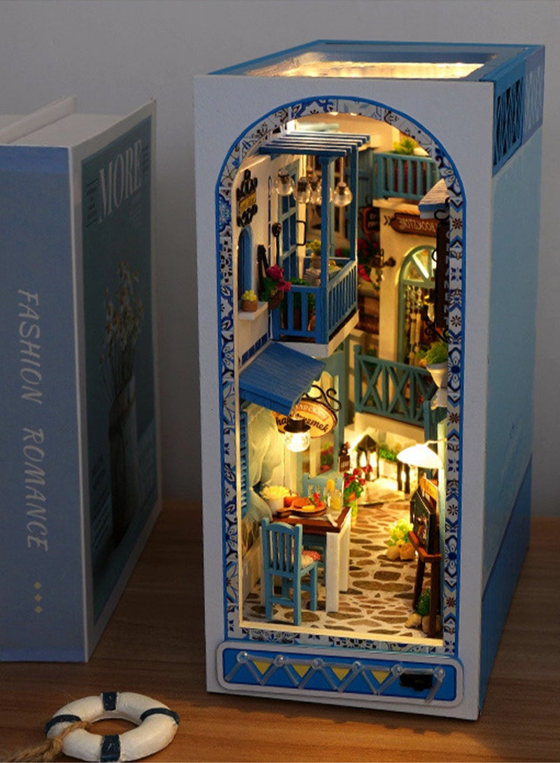 Children's Luminous Toy Diy Hut Sea Breeze Three-dimensional Book Stand Hand-assembled House Model - Image 3